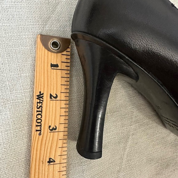 ESCADA Square Toe Gold Accent Black Leather Pump Heels ITALY MADE - Picture 10 of 10